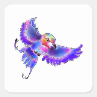 STICKER CARRÉ ライラックニシブッポウソウちゃん