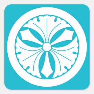 STICKER CARRÉ 丸に剣三つ銀杏