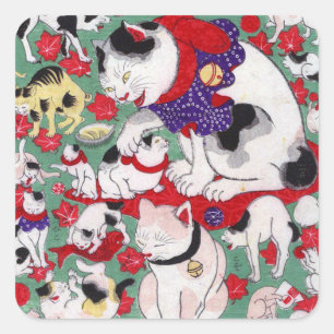 Sticker Carré 作 者 詳 Chats, auteur inconnu