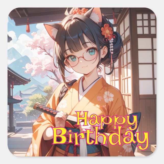 STICKER CARRÉ 短刀を持った猫耳娘 (Devant)