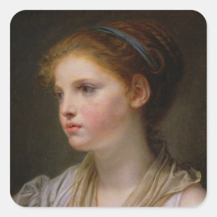 Sticker Carré 0irl avec ruban bleu