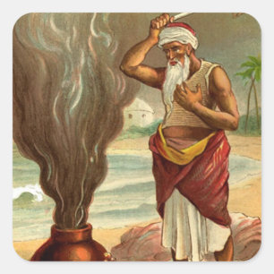 Sticker Carré 1001 Nuits Arabes : L'histoire du pêcheur