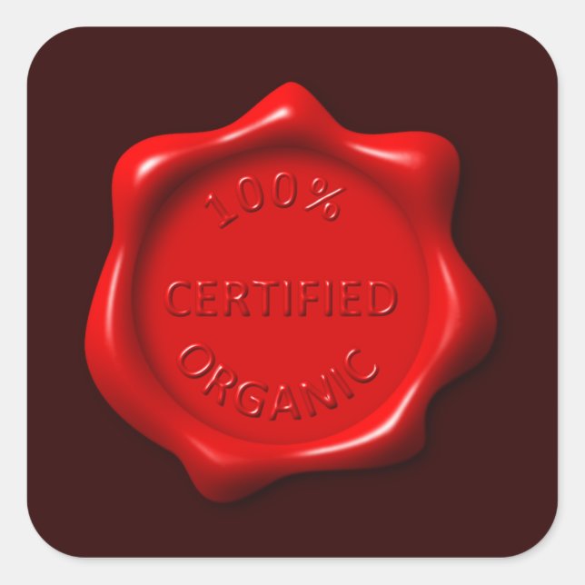 Sticker Carré 100% a certifié le carré organique d'autocollant (Devant)