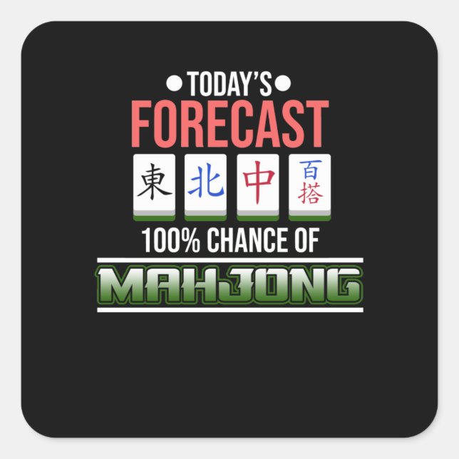 Sticker Carré 100% Chance De Mahjong Jeu Mahjong Joueur Jeux (Devant)