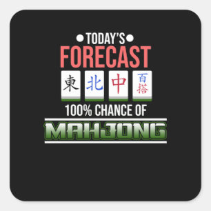 Sticker Carré 100% Chance De Mahjong Jeu Mahjong Joueur Jeux