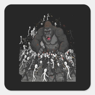 Sticker Carré 100 hommes contre 1 gorille, Cadeau pour lui, Déba