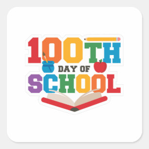 STICKER CARRÉ 100 JOURS DE JOUR SCOLAIRE