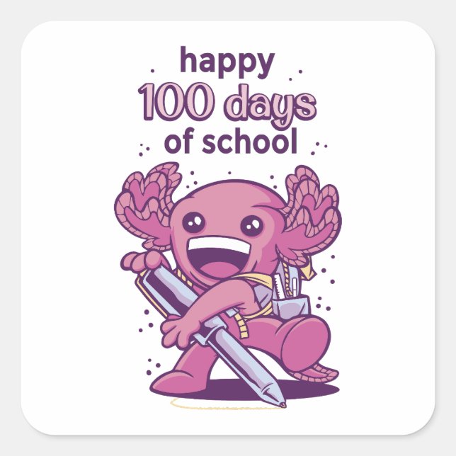 Sticker Carré 100 jours d'invitation scolaire (Devant)