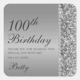 Sticker Carré 100e Anniversaire Argent
