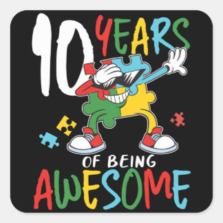 Sticker Carré 10 Anniversaire Garçon Ou Sensibilisation sur l'au