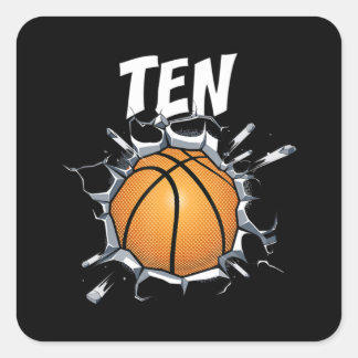 Sticker Carré 10 ans Basketball Anniversaire Fête 10e Garçon