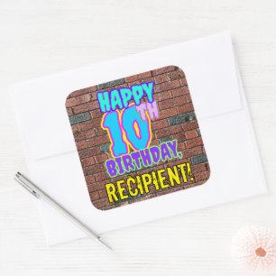 Sticker Carré 10e anniversaire - Amusant, Graffiti urbain inspir