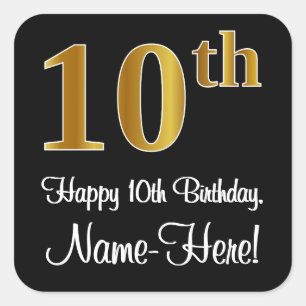 Sticker Carré 10e anniversaire - Elégant luxe Faux Gold Look #