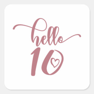 Sticker Carré 10e anniversaire filles Bonjour Dix mignonnes 10 a