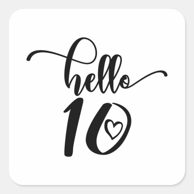 Sticker Carré 10e anniversaire filles Bonjour Dix mignonnes 10 a (Devant)