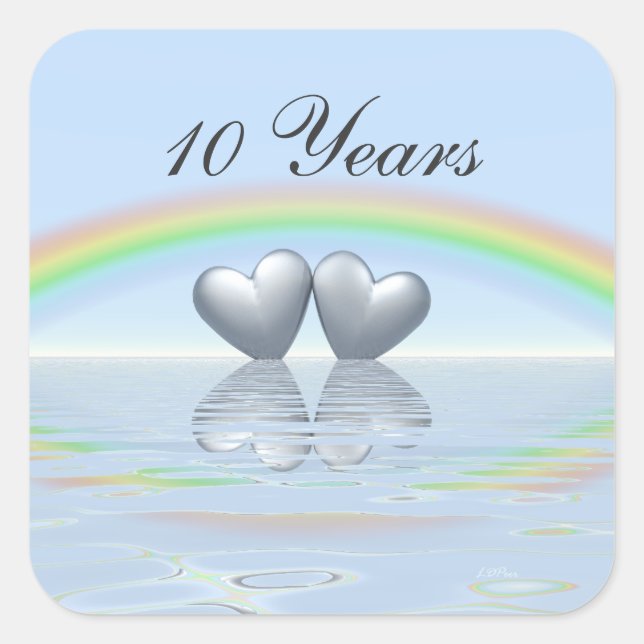 Sticker Carré 10e anniversaire Tin Hearts (Devant)