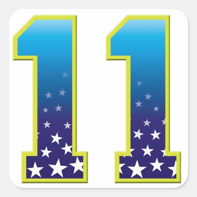 Sticker Carré 11 âge étoile (Devant)