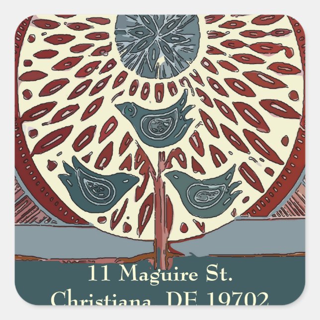 Sticker Carré 11 Oiseaux bleus Abstraits du Maguire (Devant)
