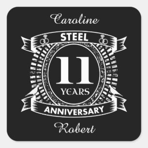 Sticker Carré 11E anniversaire du mariage acier