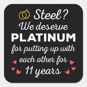 Sticker Carré 11e anniversaire Mariage I - Steel Funny Couple