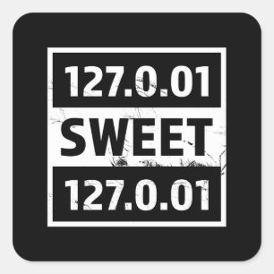 Sticker Carré 127.0.01 Cadeau de codage de programmation amusant