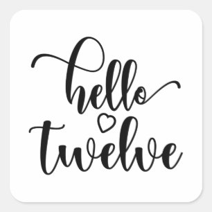 Sticker Carré 12e anniversaire filles Bonjour 12 mignonnes 12 an