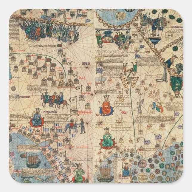 Sticker Carré 131-0058260/1 Catalan Atlas : Détail de l'Asie, pa (Devant)