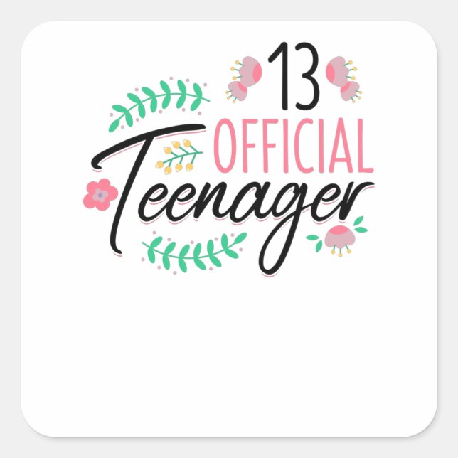 Sticker Carré 13 Cadeau Officiel Adolescent Filles Anniversaire (Devant)