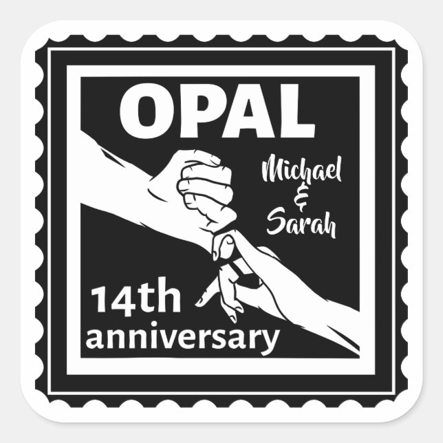 Sticker Carré 14e anniversaire du mariage Opal traditionnel (Devant)