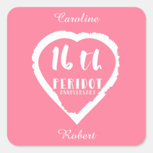 Sticker Carré 16e anniversaire du Mariage peridot traditionnel