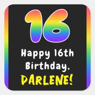 Sticker Carré 16e anniversaire : Rainbow Spectrum # 16, Nom pers
