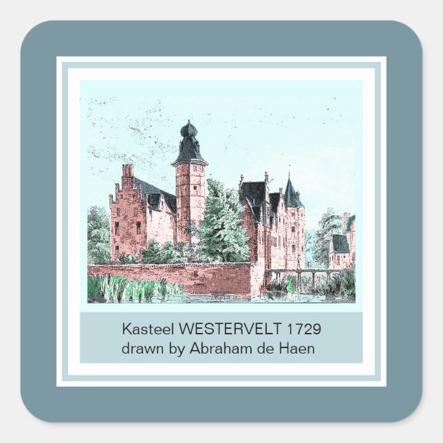 Sticker Carré 1729 A. de Haen Dutch Kasteel WESTERVELT (Devant)