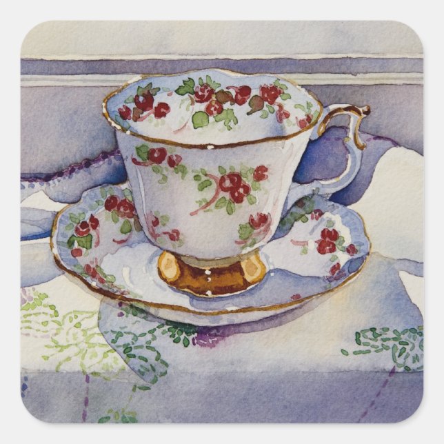 Sticker Carré 1799 Teacup on Linen (Devant)