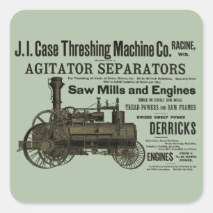 Sticker Carré 1889 Threshing Machine Moteur à vapeur Ferme agric