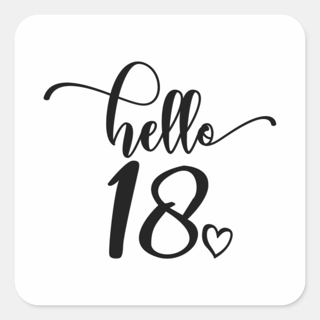 Sticker Carré 18e anniversaire Femmes Bonjour 18 mignonnes 18 an (Devant)