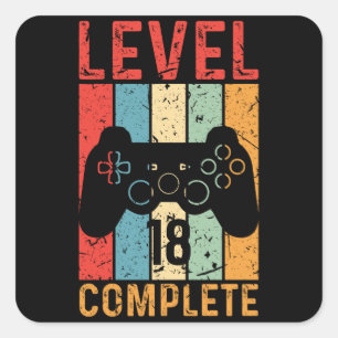 Sticker Carré 18e anniversaire Gift Boys Men Level 18 2003