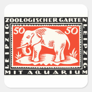 Sticker Carré 1919 Allemagne Leipzig Zoo Notgeld Billet