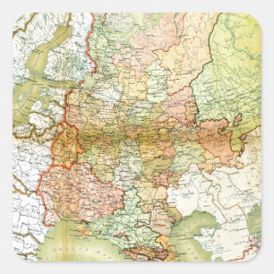 Sticker Carré 1928 Carte de l'ancienne Union soviétique URSS Rus