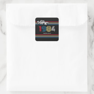 Sticker Carré 1984 Retro Stripe Vintage âge personnalisé - Année