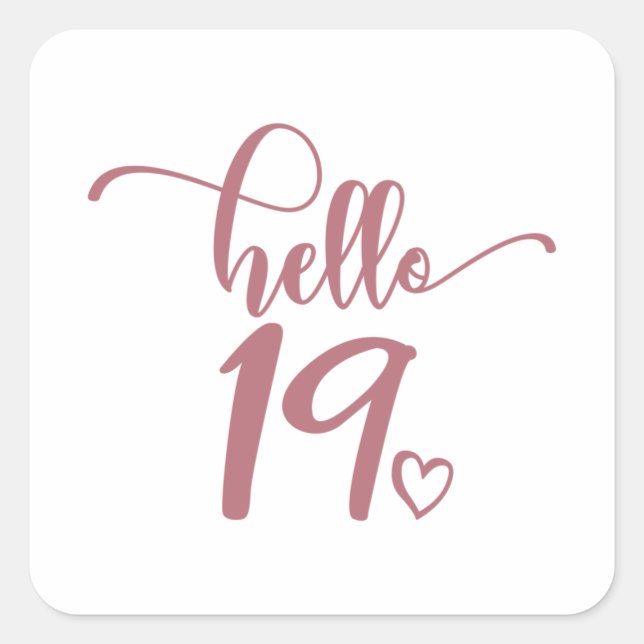 Sticker Carré 19e anniversaire Femmes Bonjour 19 mignonnes 19 an (Devant)