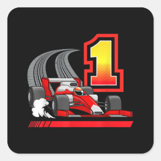Sticker Carré 1 An Bébé Garçon Formule Course voiture 1er