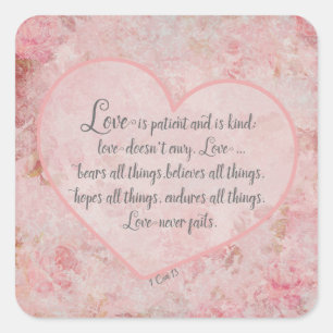 Sticker Carré 1 Cor 13 - L'amour est patient L'amour est gentil