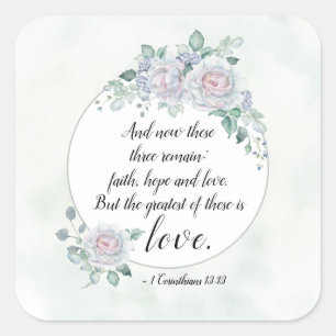 Sticker Carré 1 Corinthiens 13:13 Foi Espérance Amour, Verset bi