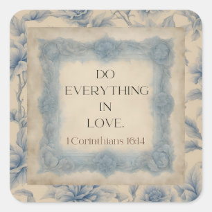 Sticker Carré 1 Corinthiens 16:14 Faites tout avec amour Vintage