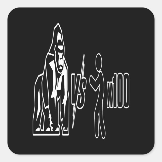 Sticker Carré 1 Gorille à dos argenté vs 100 humains_3 (Devant)