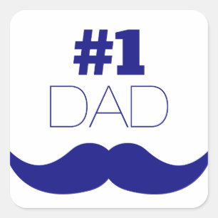 Sticker Carré #1 Papa Blue Mustache