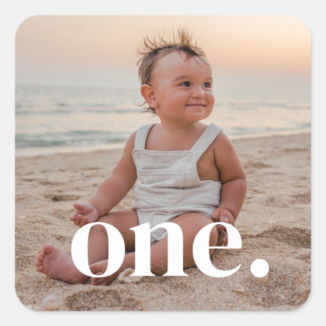 Sticker Carré 1er anniversaire Photo - un (Devant)