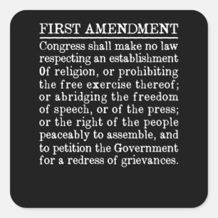 Sticker Carré 1er Premier amendement Constitution des États-Unis