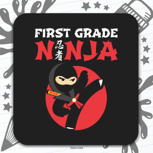 Sticker Carré 1ère année Ninja Kick Premier jour Retour à l'écol