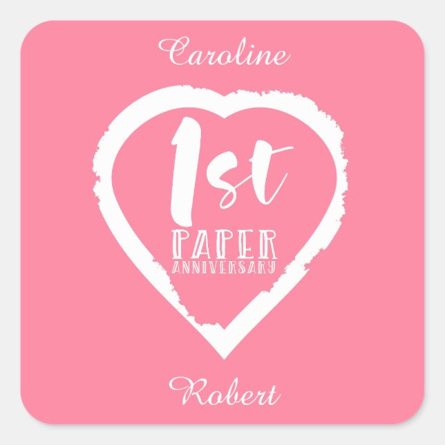 Sticker Carré 1ST paper wedding anniversary heart (Devant)